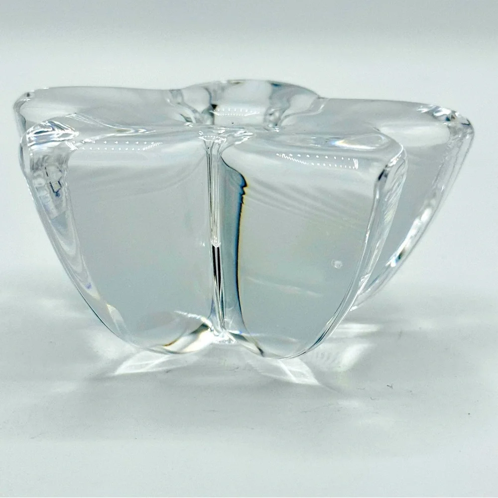 Orrefors Flower‎ Petal Standard Taper Candle Holder Vintage Crystal Sweden